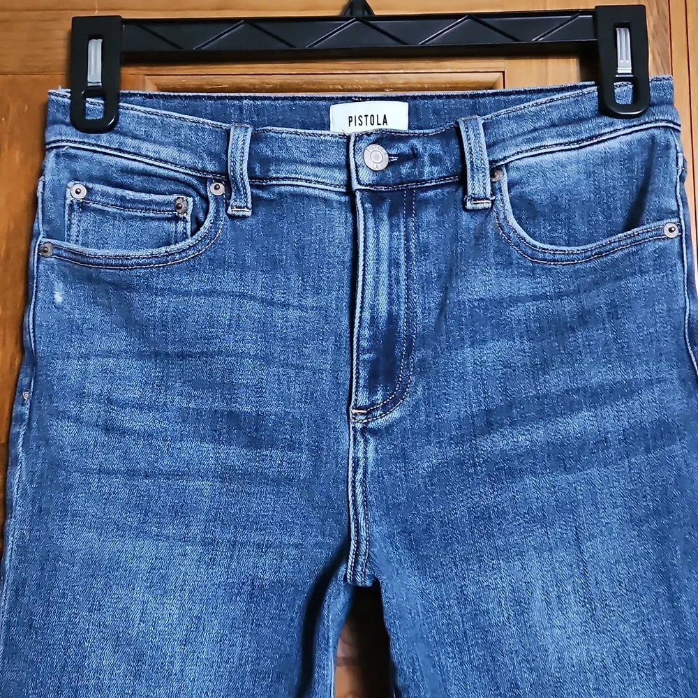 Pistola High-Rise Kick Flare Cropped Distressed Denim Jeans - Picture 4 of 11